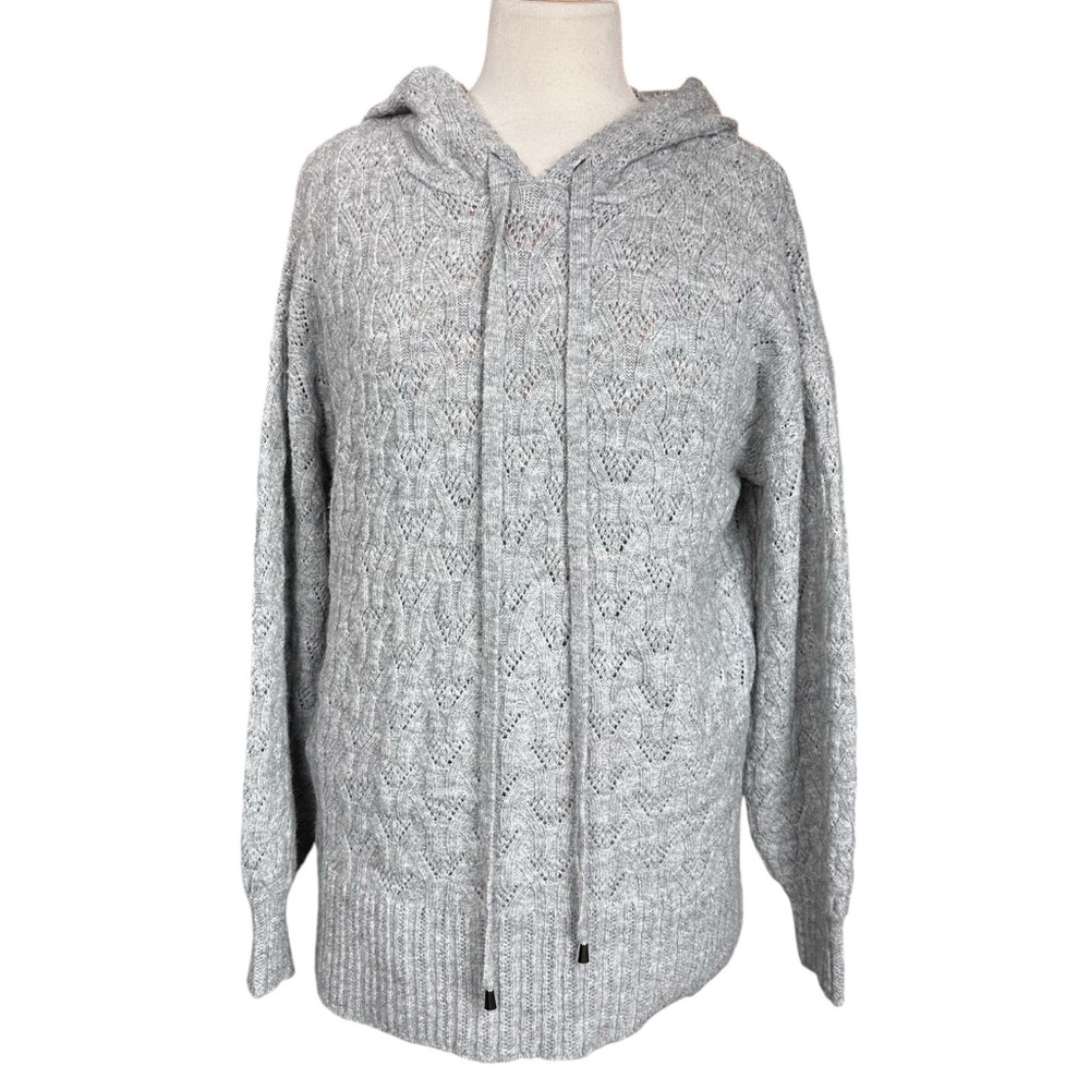 GREIGE Light Gray Long Sleeve Knit Hoodie Sweater Size Large